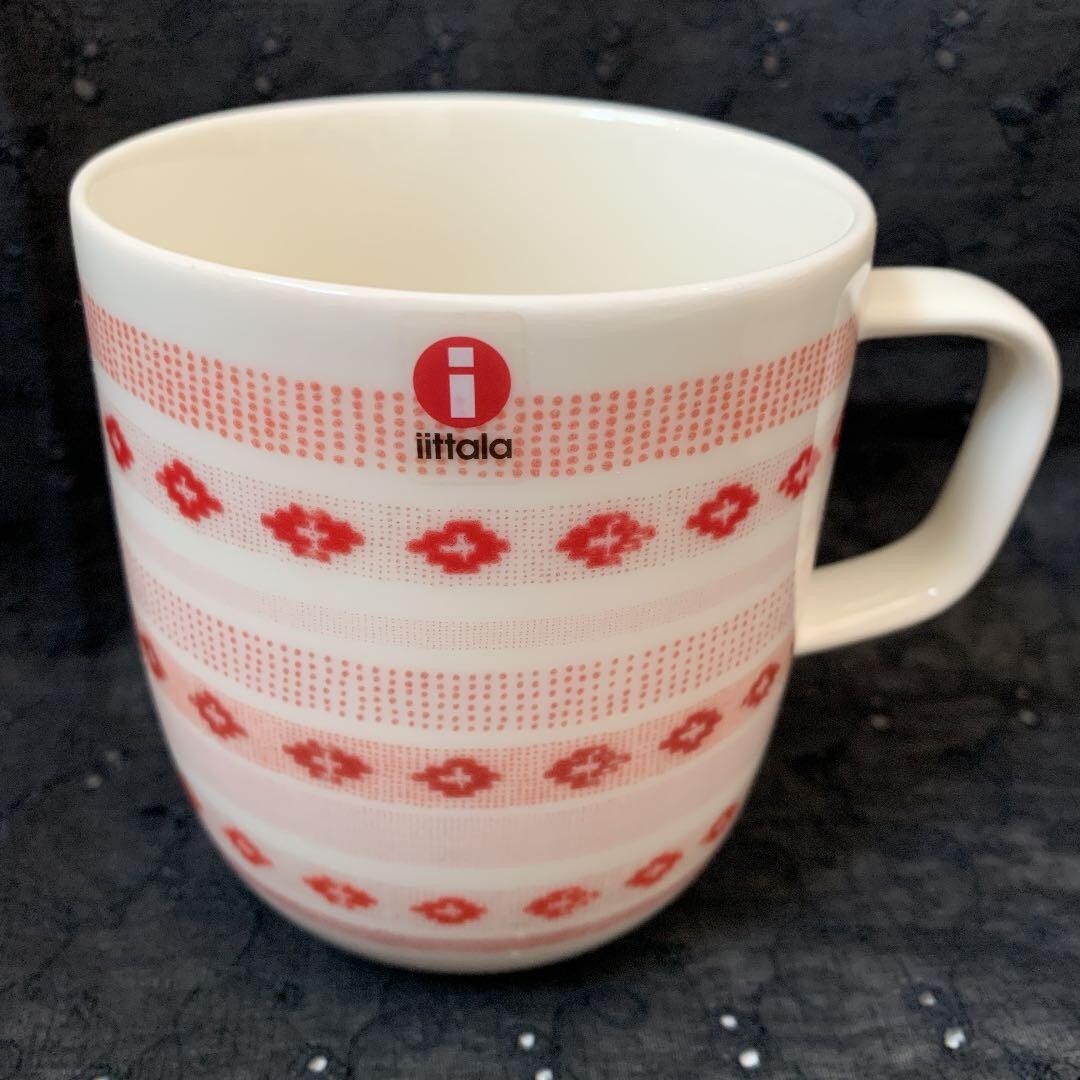 Iittala Sarjaton Tikki Red Mug Cup 360ml Pair Set Used F/S From