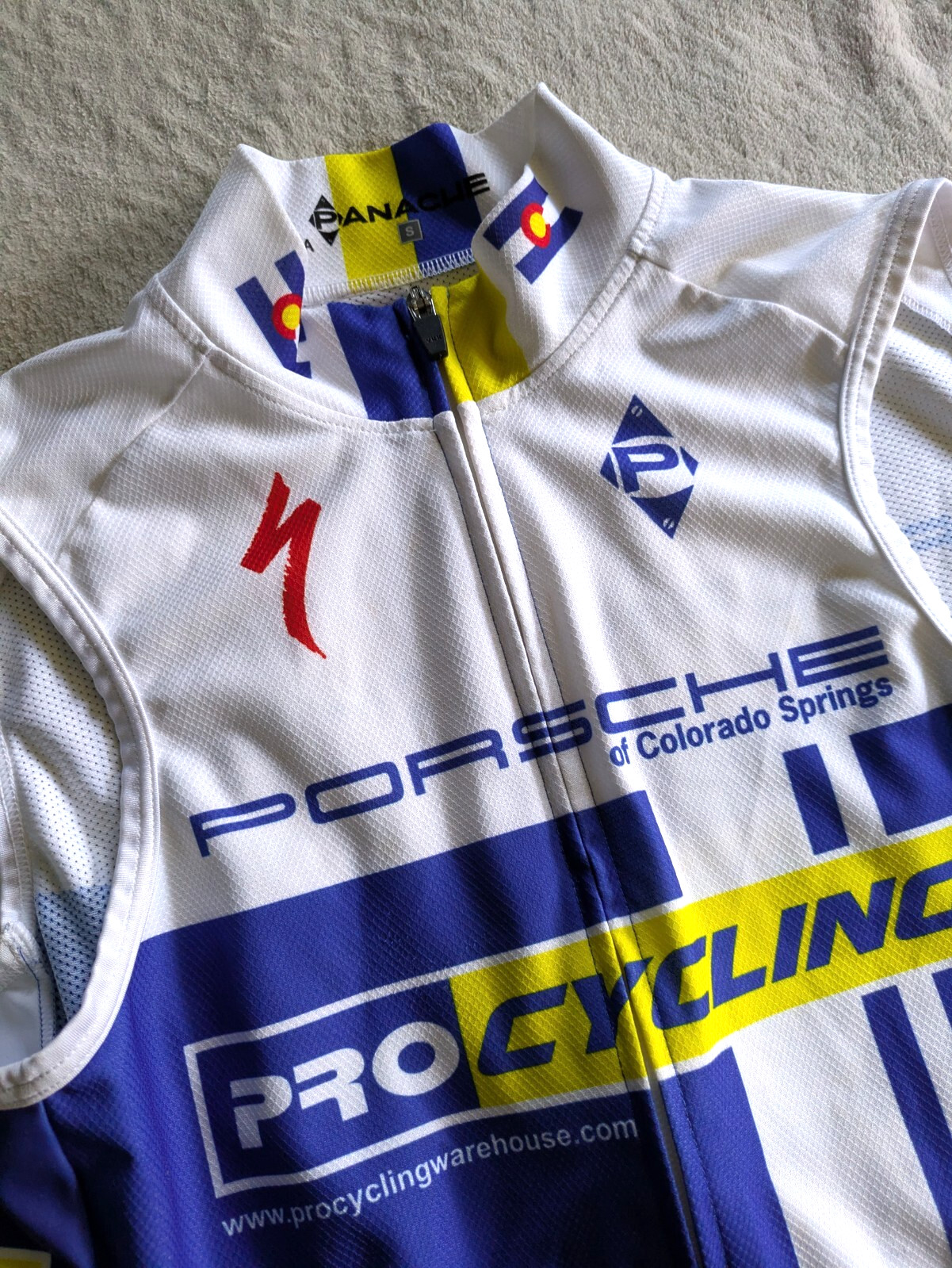 PANACHE Windbreaker Cycling Vest Mens S Blue White Bicycle