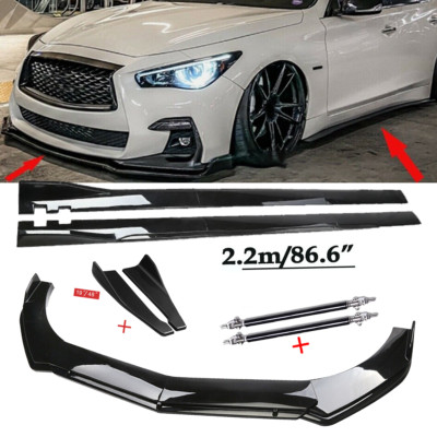 Front Bumper Lip Spoiler Chin Splitter For INFINITI Q50 Q60 Q70 G35 Gloss Black
