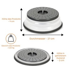 Faltbarer Mikrowellendeckel 27cm BPA-frei Dampfventil Abgießfunktion Grau