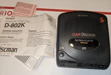 Vintage Sony Car Discman D-802K Portable CD Player For Parts No Power 1992