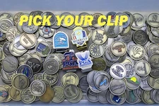 10 ASSORTED GOLF BALL MARKERS  - PICK YOUR HAT CLIP STYLE US OPEN RYDER CUP PGA
