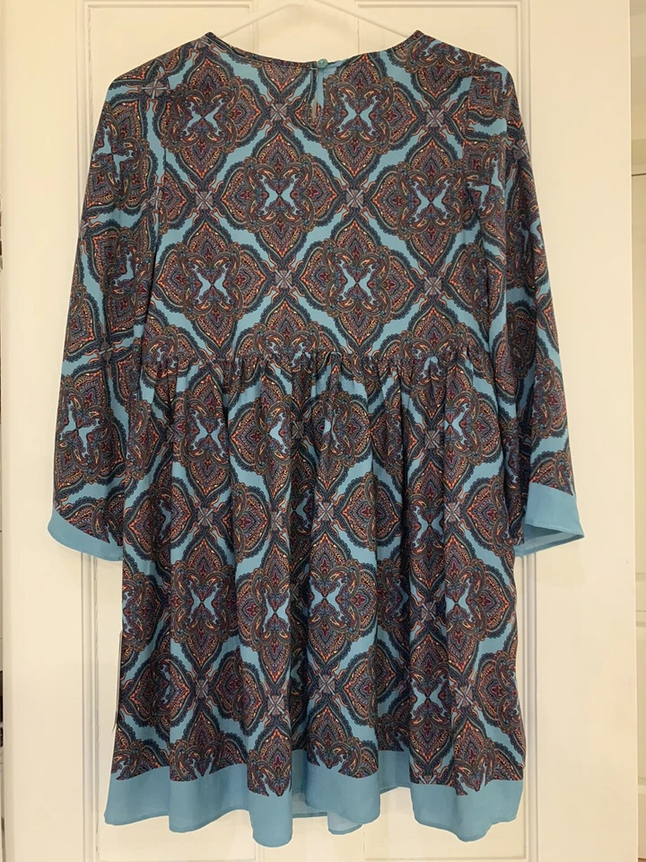 Robe smockée Bonnie Jean fille 12 ans cachemire sarcelle taille 4-6 petite femme - Photo 2/4