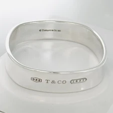 7.5" Tiffany & Co 1837 Square Wide Bangle Bracelet in Sterling Silver Medium