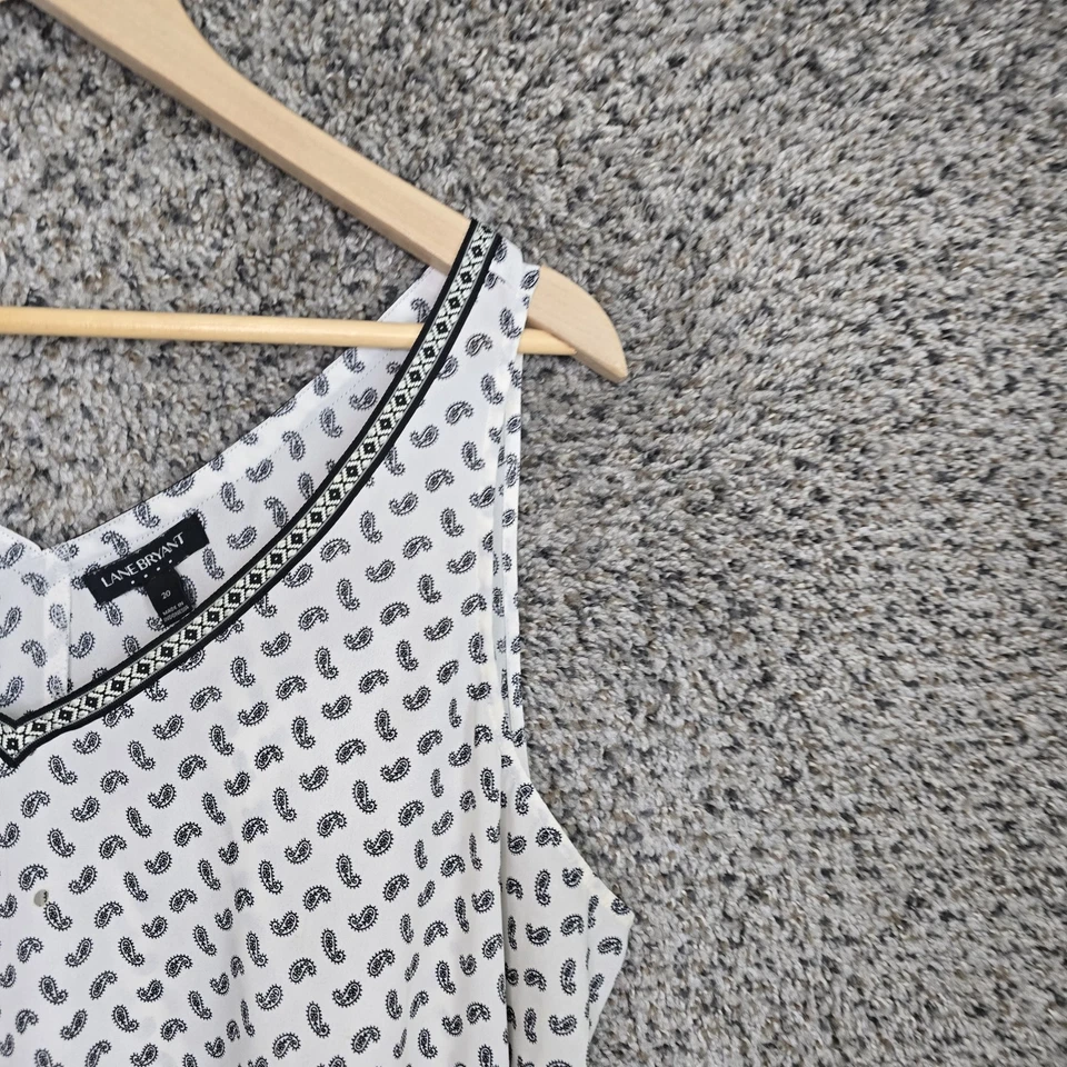 Lane Bryant Top Womens 20 Black Paisley Print Blouse Sleeveless Sheer Ladies - Image 2 of 4