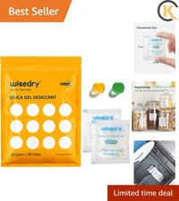 Moisture Control with 30 Reusable 10g Silica Gel Packets - Color Change Feature