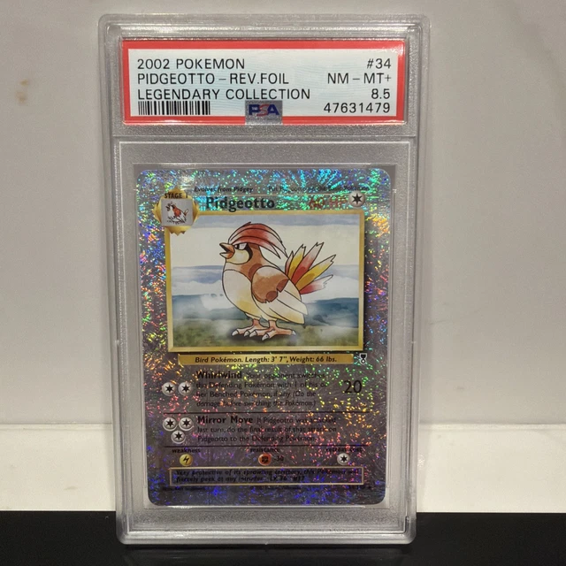 2002 POKEMON LEGENDARY COLLECTION #34 PIDGEOTTO-REVERSE FOIL PSA 8.5 POP 3