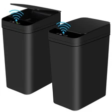 Bathroom Automatic Trash Can 2 Pack 2.2 Gallon Touchless Motion Sensor Small ...