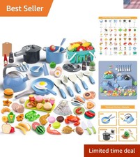 130Pcs Kitchen Playset, Toddler Pretend Cooking Play Pots, Pans, Utensils Coo...