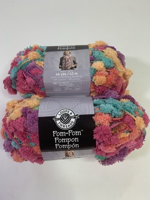 Loops & Threads Pom-Pom Yarn ''Confetti'' 46 Yards Lot of 2
