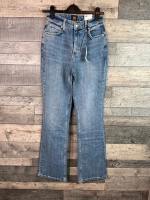 Lee Damen Set Free Jeans Größe 28 UK 10 Blau High Rise Bootcut