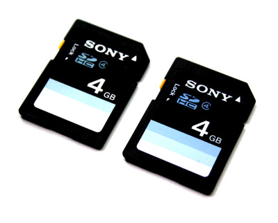 Set Of 2 Sony SD SDHC Memory Cards Class 4 - 4GB