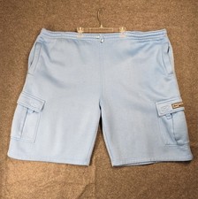 Dream USA Men's Solid Fleece Heavyweight Cargo Shorts Sky Blue Size 2XL