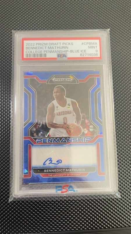 2022 Prizm Draft Bennedict Mathurin Blue Ice Auto /75 PSA 9