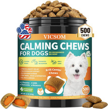 VICSOM Dog Calming Chews - 500 Crunchy Calming Chews for Dogs with Chicken Flavo