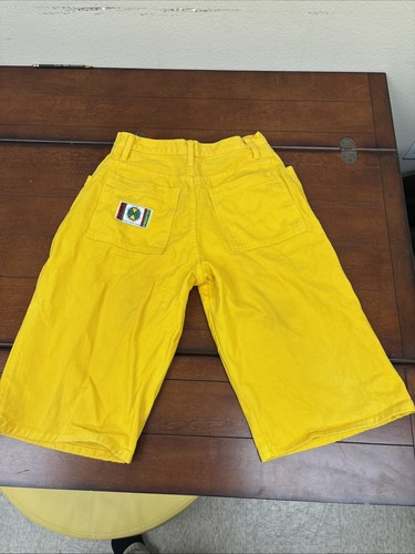 Vintage Cross Colours Yellow Denim/Corduroy Long Baggy Shorts Men's 30