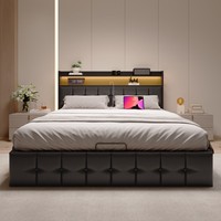 160X200 Doppelbett Polsterbett Mit Led/Usb Hydraulisch Stauraumbett Bettgestell