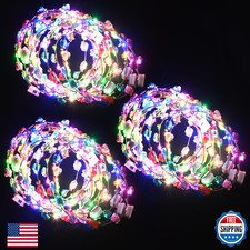 QSJQllo 50x LED Flower Crown Headbands for Women - Glow in the Dark Party