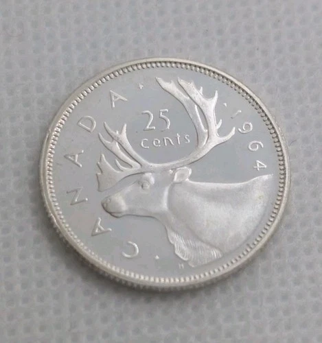 Silver 1964 Canada 25 Cents BU UNC Silver