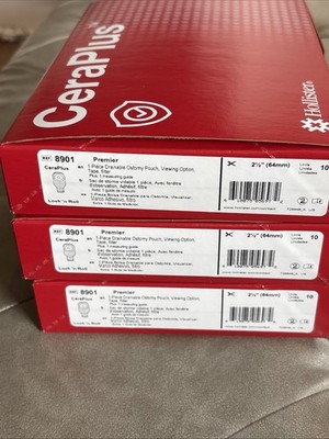 3 boxes 30 total Hollister CeraPlus 8901 Ostomy Pouches w/ filter 2-1/2 ex 2030 
