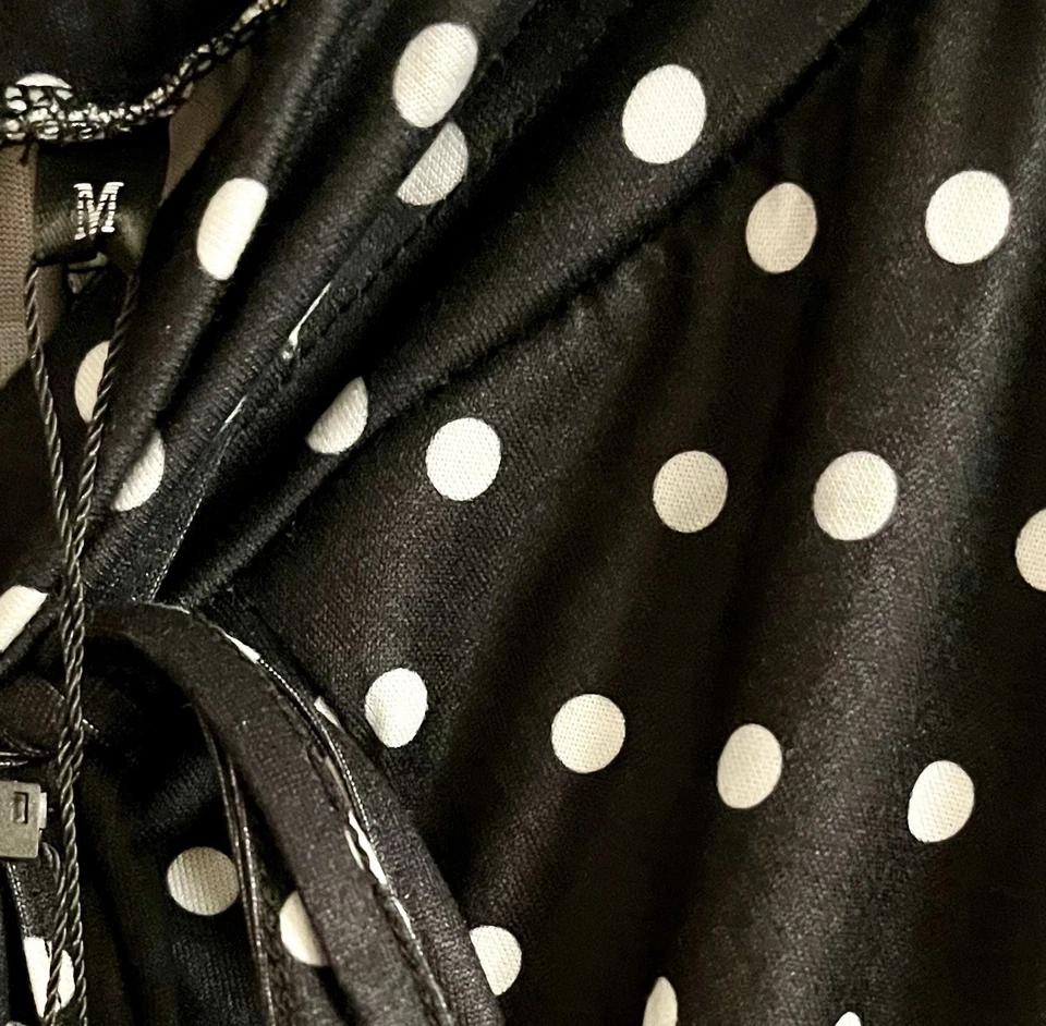 Fashion Women's Size Medium Black And White Pants Polka Dot Wide Leg NWT Boho - Image 3 of 4