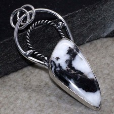 925 Silver Plated White Buffalo Turquoise Jewellery Pendant Size 2.1" JW