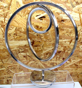 3 anelli metallo cromato spirale anello girevole scultura 35 cm arte moderna decorazione SVUOTA