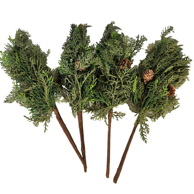 17'' Artificial Pine Branches Christmas Decor Faux Cedar Stems Pinecones (4)