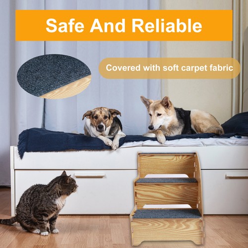 Dog Stairs for Small Dogs 13.78x10.24x13.78 Inches 3 Tiers Pet Steps Non wePXI - Picture 3 of 12