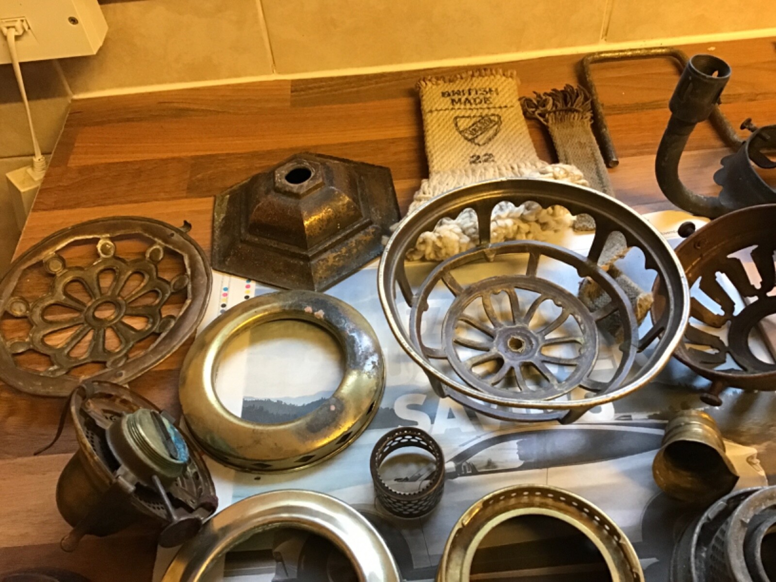 Vintage Antique Brass Oil Lamp Parts Job Lot eBay