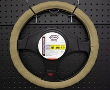 Image of Steering Wheel Cover Soft Khaki Dott Pattern Protector 37-39cm Car Van H600500
