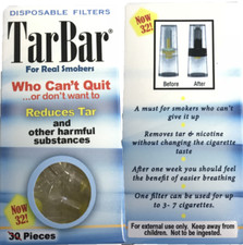 TarBar Disposable Cigarette Filter Tips, Reduces Tar Nicotine, Box of 32 Filters