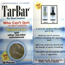 TarBar Disposable Cigarette Filter Tips, Reduces Tar Nicotine, Box of 32 Filters