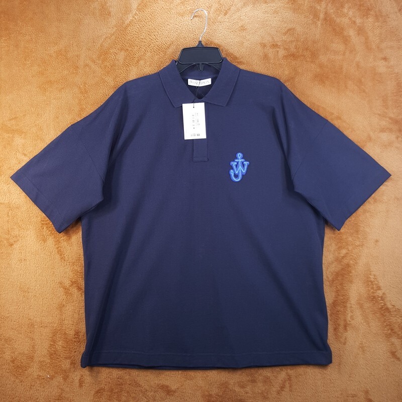 ★J W ANDERSON★ Anchor logo embroidery back print short sle JW ANDERSON Mens Polo Shirt Medium Navy Embroidered Anchor