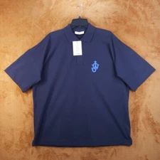 JW ANDERSON Polo Shirt Mens Large Navy Embroidered Anchor Patch Logo $250