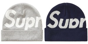 supreme box logo beanie grey