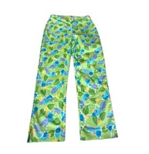 Vintage Lilly Pulitzer Too Jays Green Tropical Toucan Straight Leg Pants Size 4