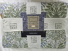🌼Queen Bed Quilt WILLIAM MORRIS England GARDEN - LEAF GREEN BRAND NEW 🌼