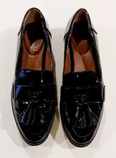 Franco Sarto Size 6M Black Faux Patent Leather Brody Tassel Loafers
