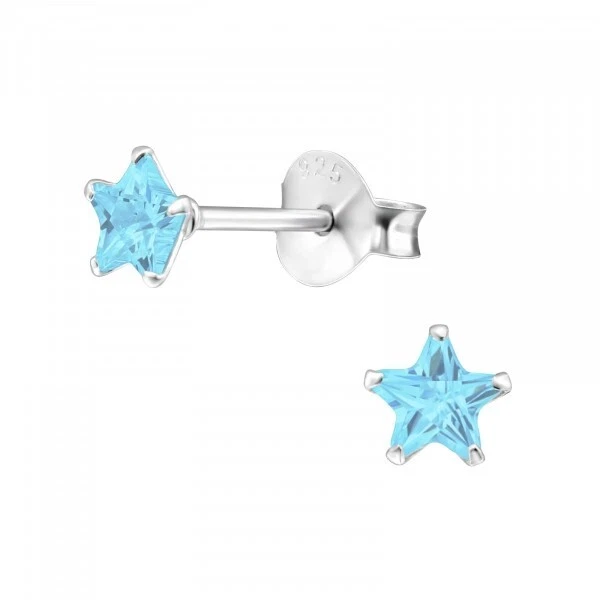 Orecchini Donna In Argento Sterling 925 Con Zirconia Cubica Taglio Stella 4 Mm - Colore Rosa Tormalina