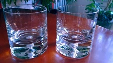 2 Air Bubble Whiskey/Bourbon Thick Heavy Base Glasses 4" KROSNO?