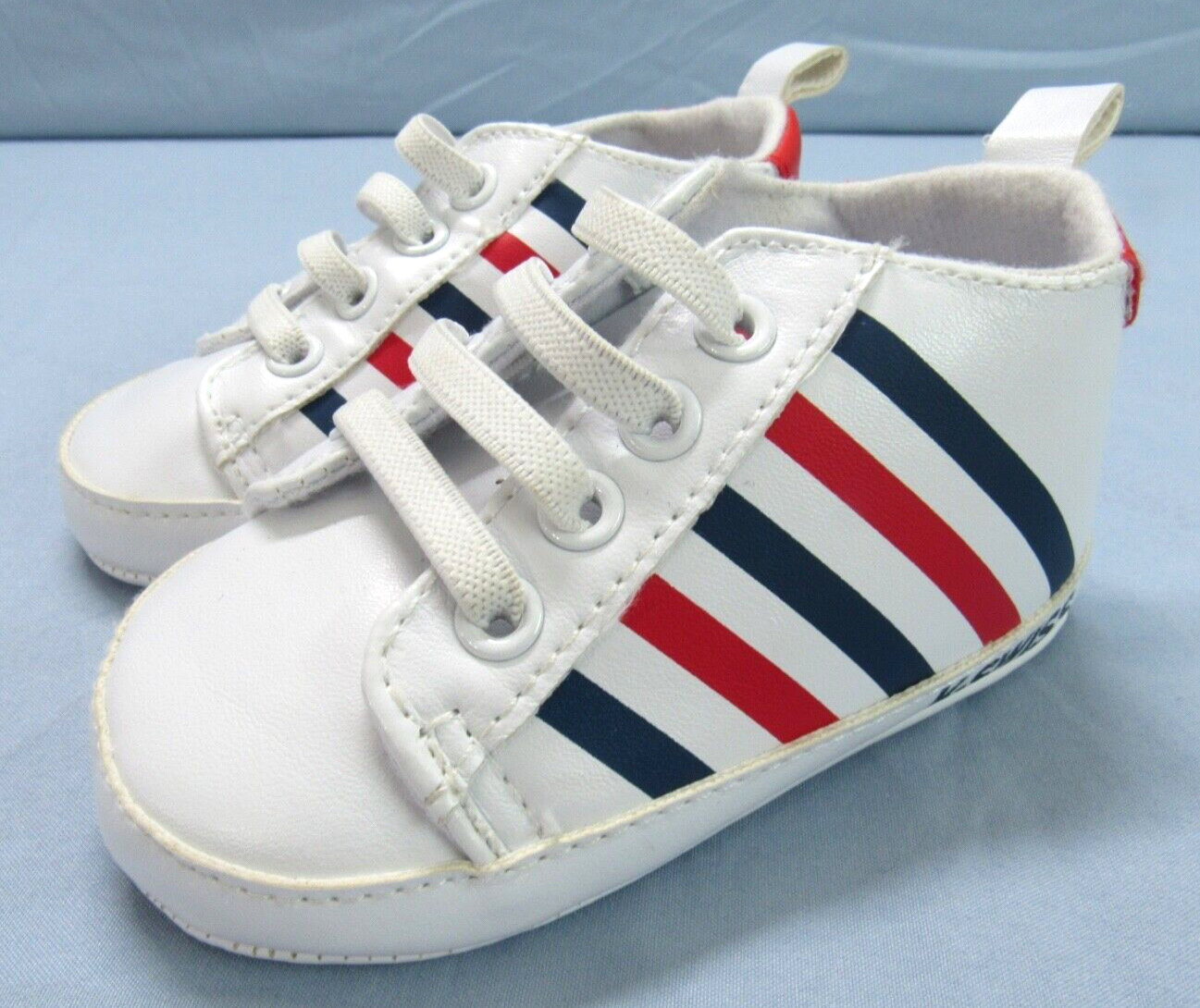 PONY K SWISS Neonato BIANCO Rigato FONDO MORBIDO Sneakers SCARPE BAMBINO Culla Stivaletto Tg 4