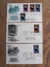 Namibia 1975 UN Direct Responsibility 3 FDC set, #263 #264 & multi-stamp 53, 54