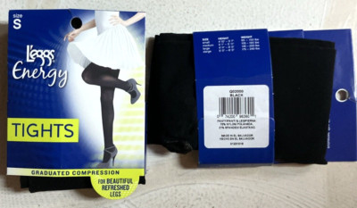 L'EGGS ENERGY - GRADUATED COMPRESSION FOOTED TIGHTS - SIZE SMALL - BLACK