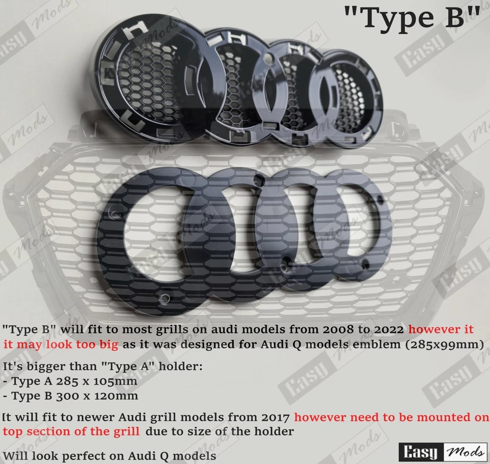 Bracket holder fo honeycomb grills for Audi Emblem Ring Badge Logo  two versions - Image 4 of 4