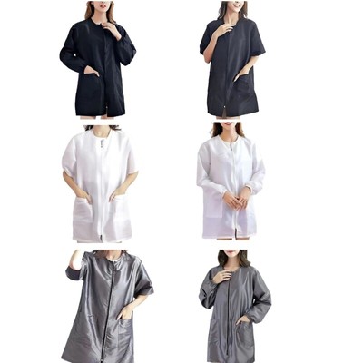 Polyester Hairstyling Smock Practical Zippered Work Coat For Easy Wear Hair