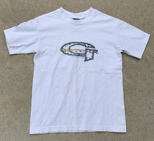 Vintage GOTCHA T Shirt c 1991 Neon 90s Beach Surf Graphic Tee Kids Size Large L - 第 5/12 張圖片