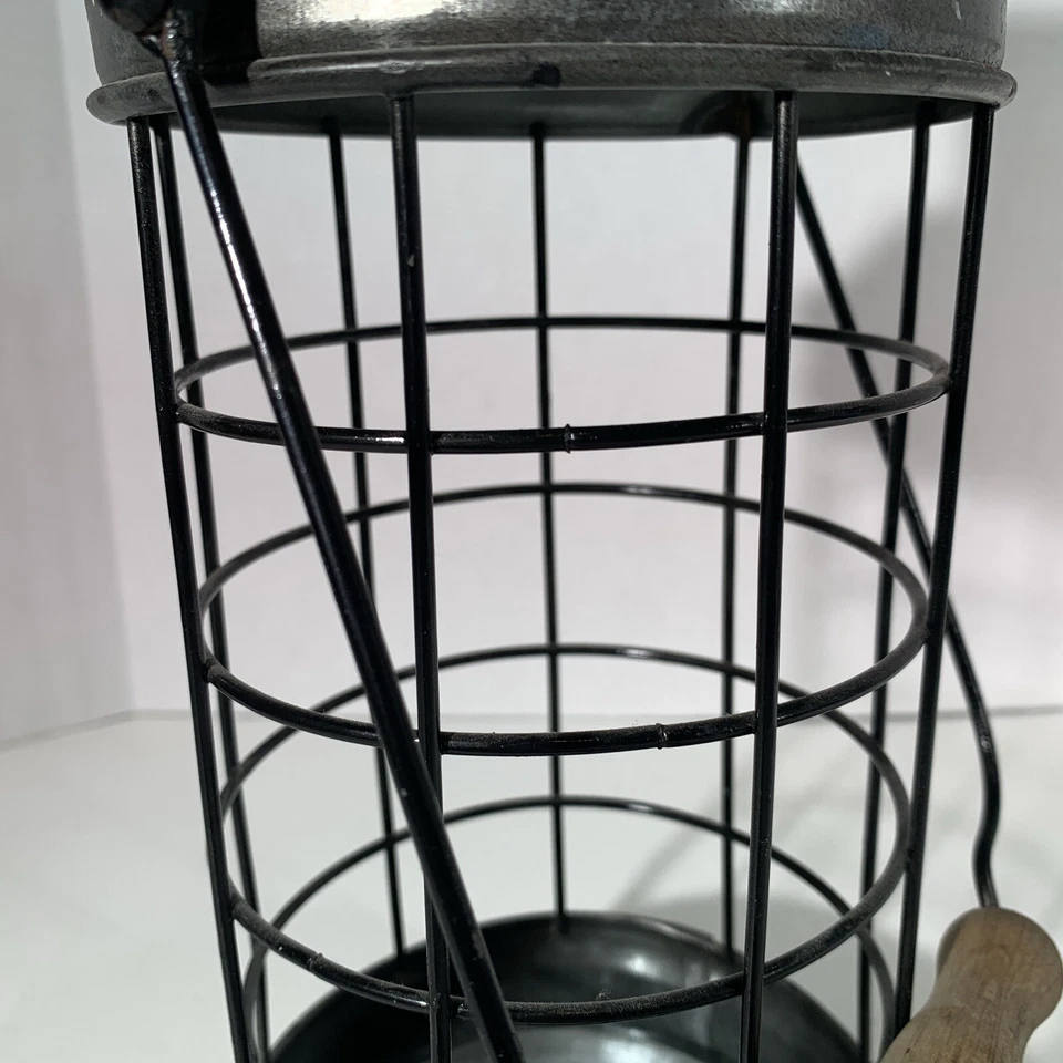 Rustic Primitive Style Round Caged Galvanized Tin Metal Lantern Candle Holder - Image 4 of 4