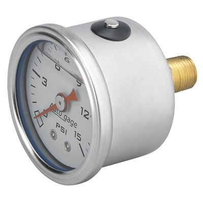 #ad Auto Meter 2175 Air Fuel Oil Pressure Gauge 1.5quot; 0 15 psi White Liquid Filled $55.85