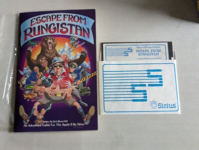 Escape From Rungistan 1982 Sirius Apple II w/ Manual 5.25'' Vintage Computer Game